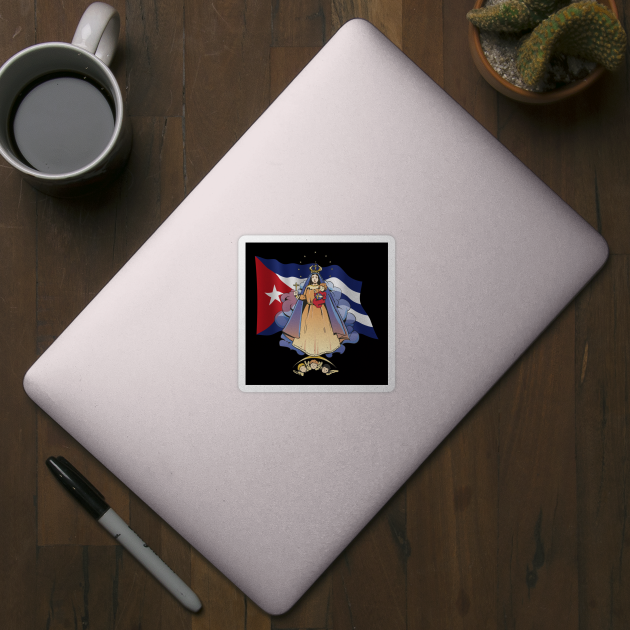 Virgen de la Caridad del Cobre Patrona de Cuba & Cuban Flag by creative